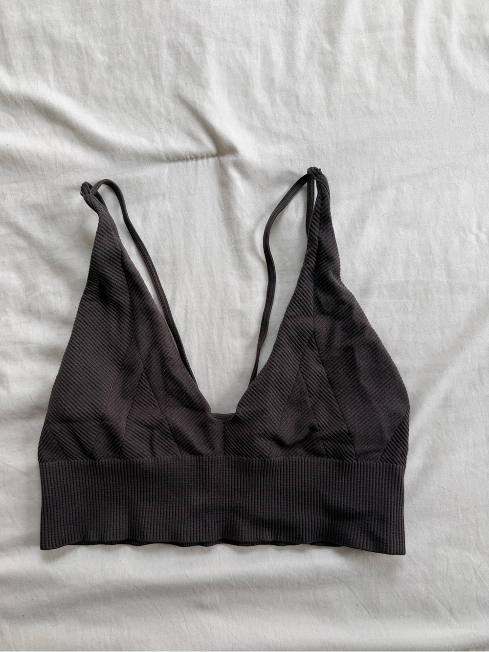 Brown ribbed crop top